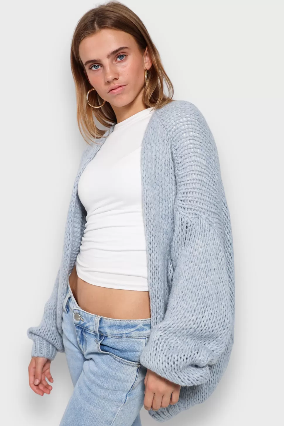 Cardigan "Gardez-Moi Au Chaud" Bleu Clair*Meet Me There Shop