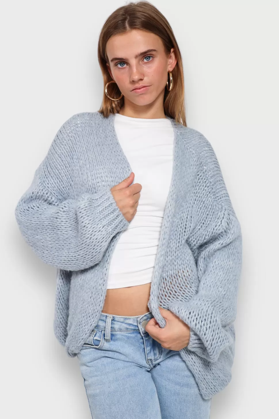 Cardigan "Gardez-Moi Au Chaud" Bleu Clair*Meet Me There Shop