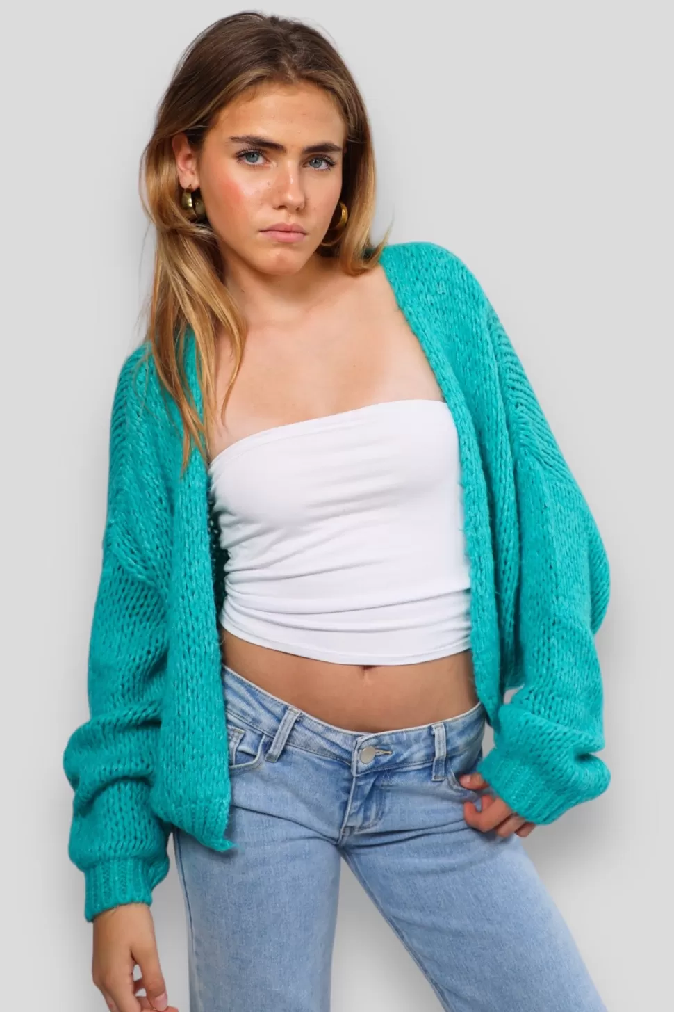 Gilet "Garde-Moi Au Chaud" Turquoise*Meet Me There Shop