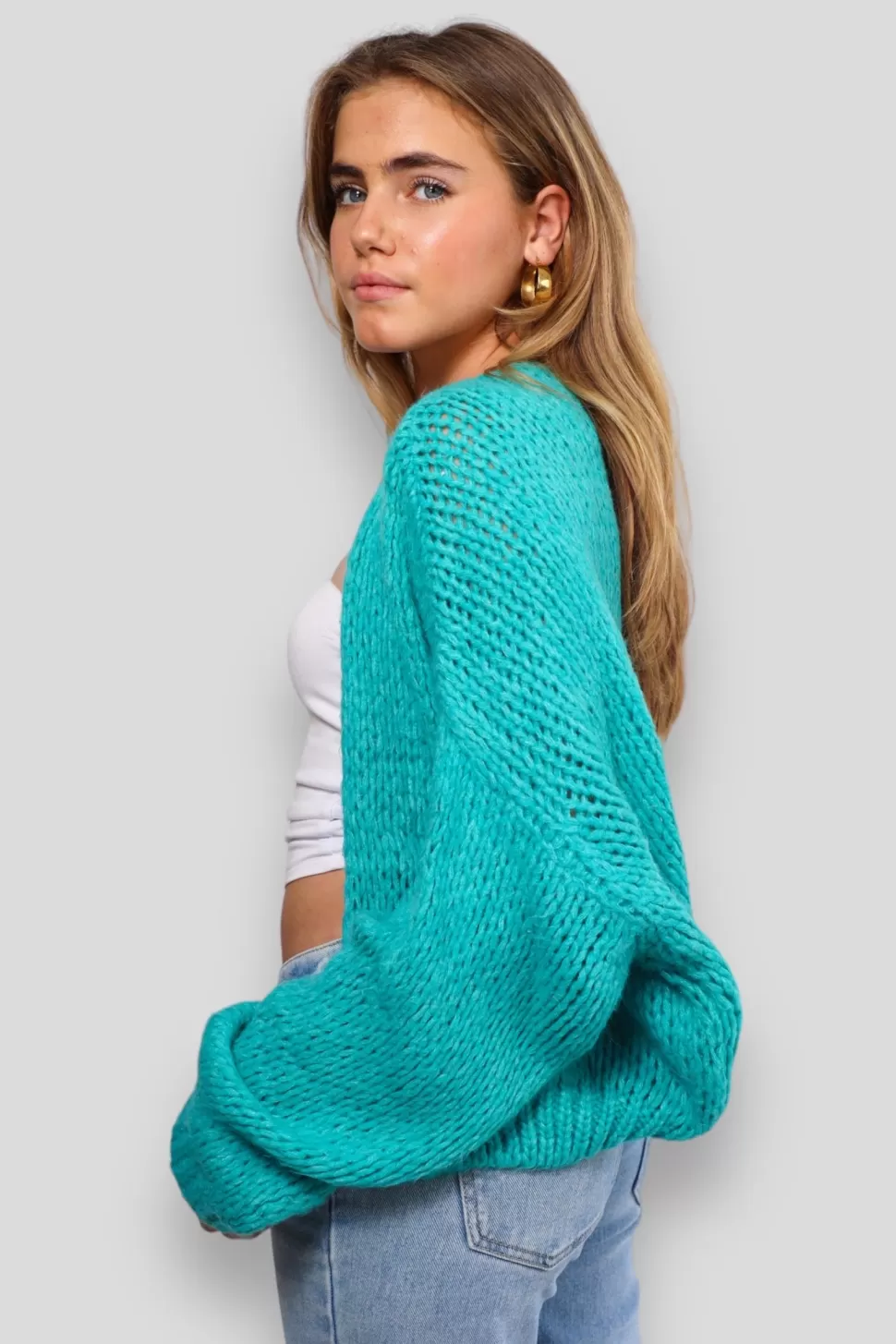 Gilet "Garde-Moi Au Chaud" Turquoise*Meet Me There Shop