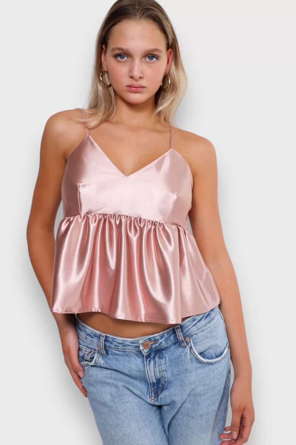 Top "Peplum De Soie" Rose*Meet Me There Cheap