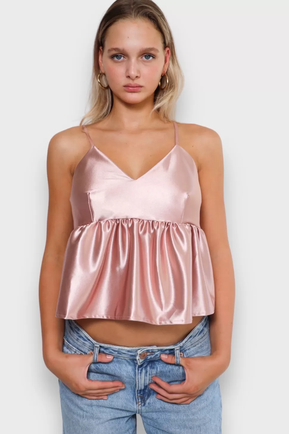 Top "Peplum De Soie" Rose*Meet Me There Cheap